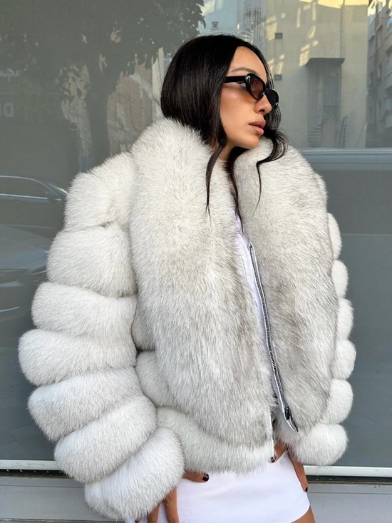 Jackets & Blazers - Luxury White Genuine Fox Fur Bomber Jacket NWOT